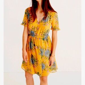 MADEWELL Sweetgrass Ruffle Sleeve Dress In Painted Blooms